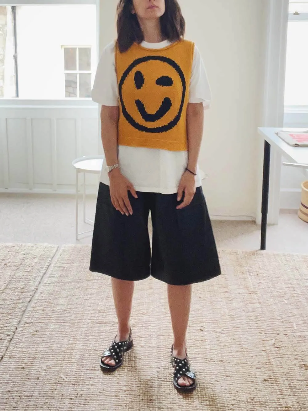 Happy Face Knit Unique Pattern Versatile Loose Tank Top sold by Like My Choice product image thumbnail 5