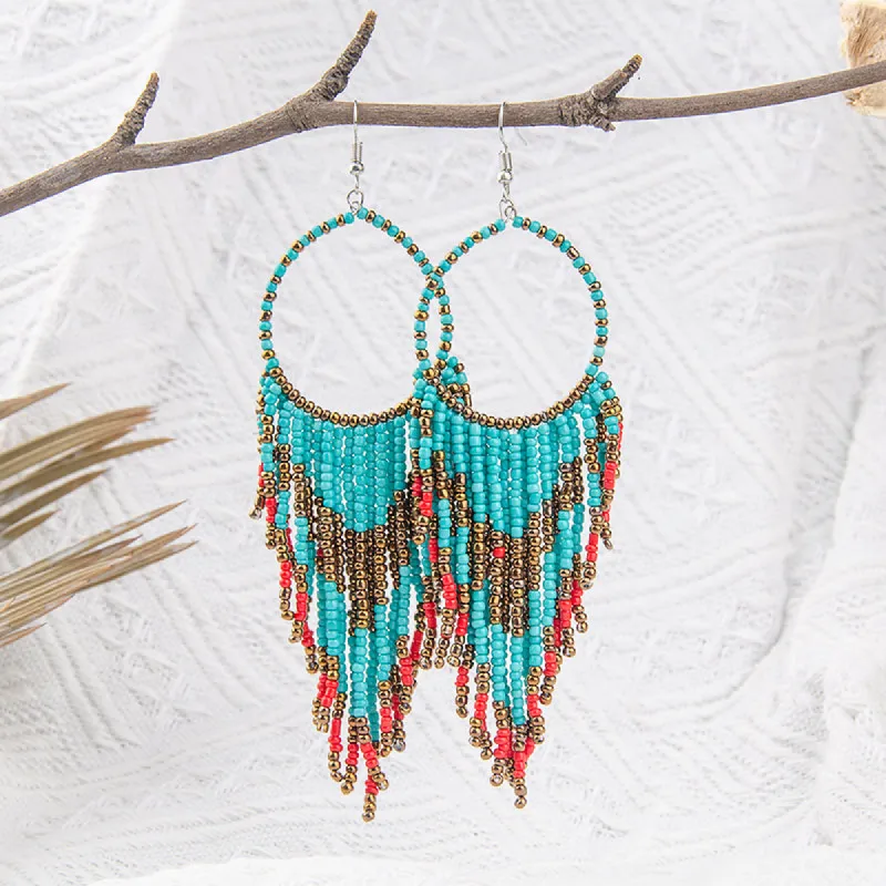 Boho Ethnic Long Tassel Beaded Earrings sold by Like My Choice