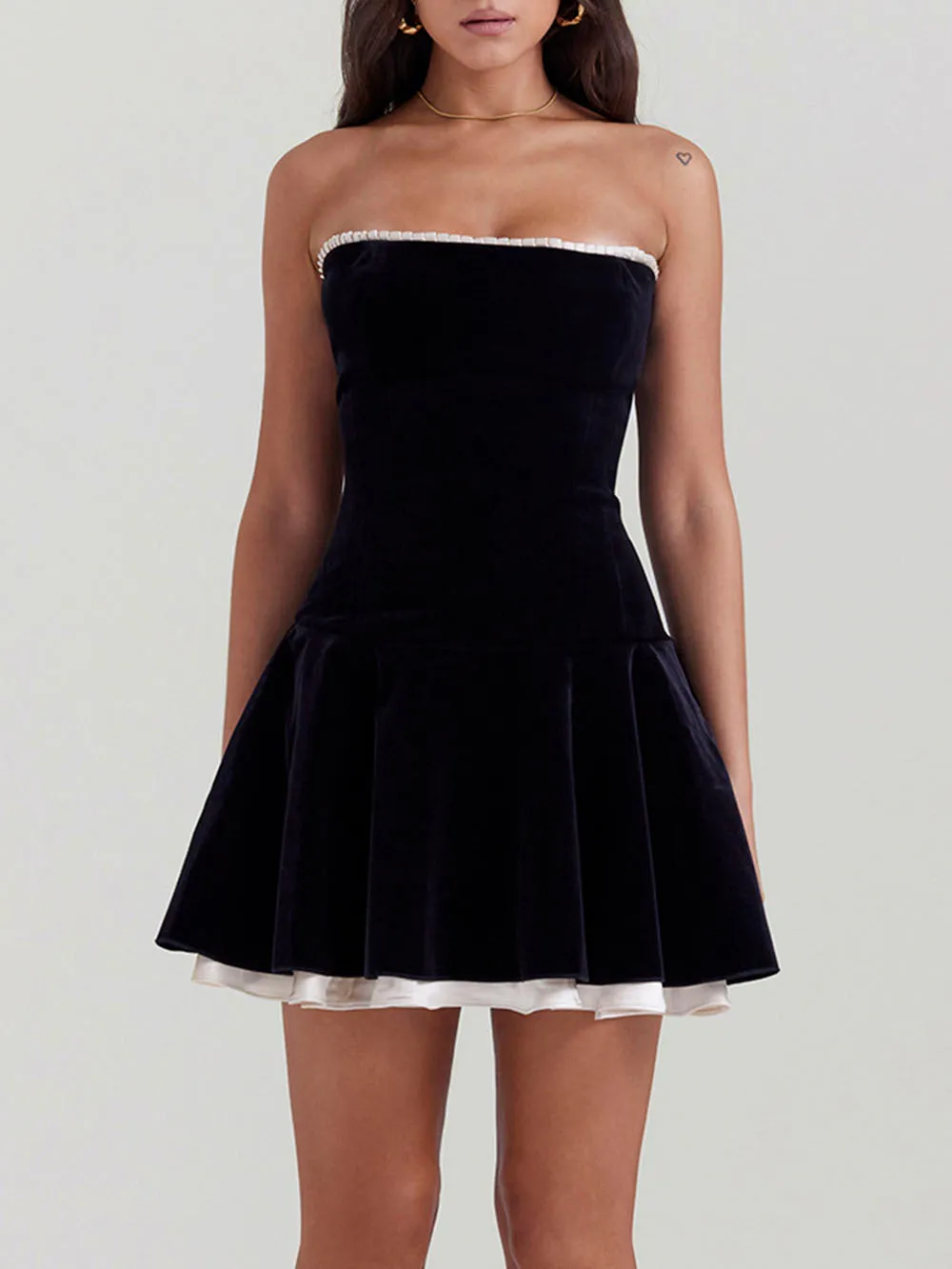 Black Velvet Strapless Dress sold by Like My Choice product image thumbnail 3