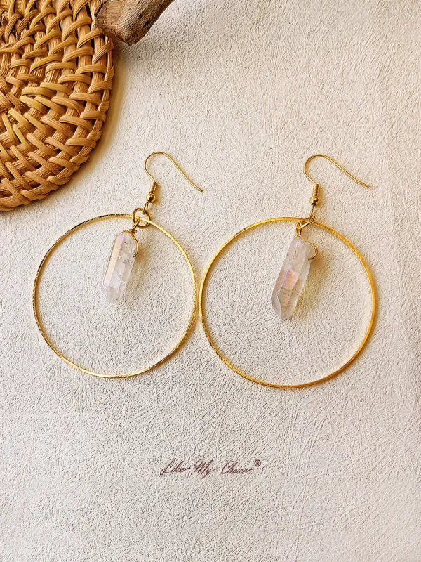 Natural Crystal Hoop Earrings sold by Like My Choice