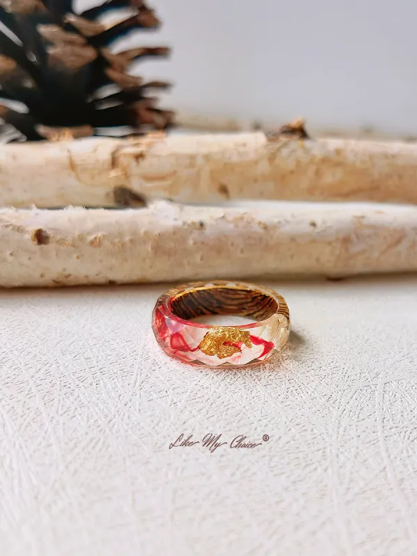 Gypsophila Magic Forest Wood Resin Ring sold by Like My Choice