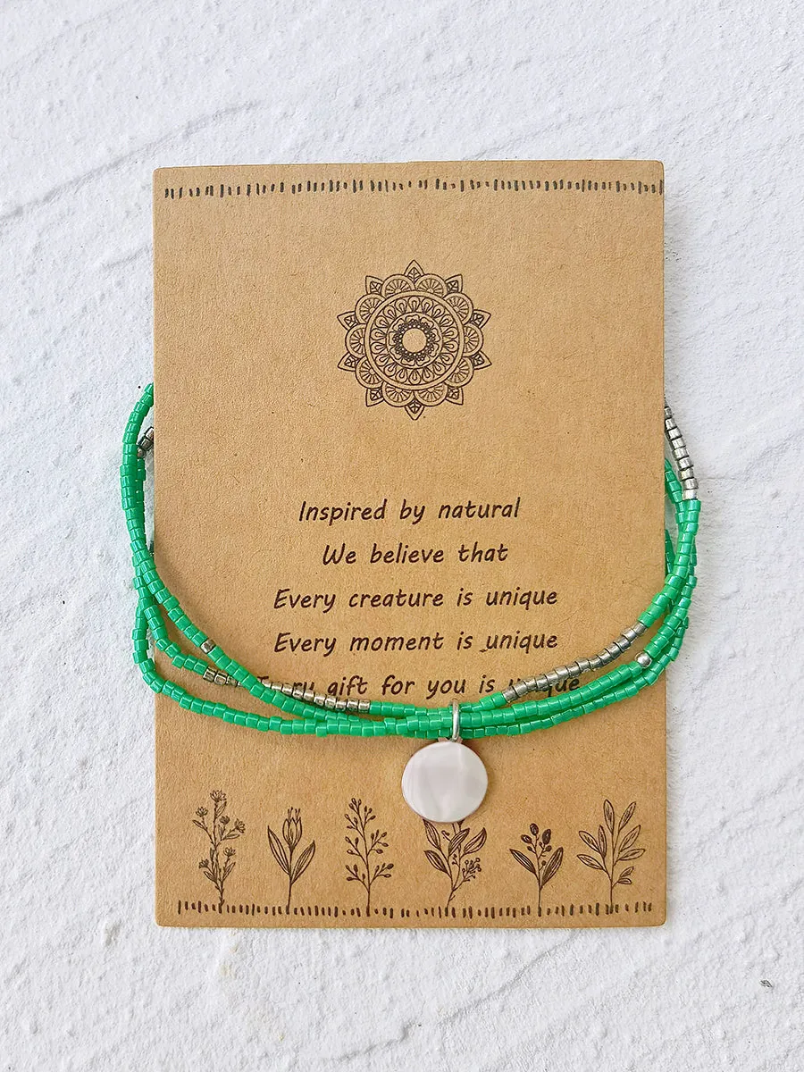 Adjustable Drawstring Beaded Bracelet Emerald Silver Pearl sold by Like My Choice product image thumbnail 3