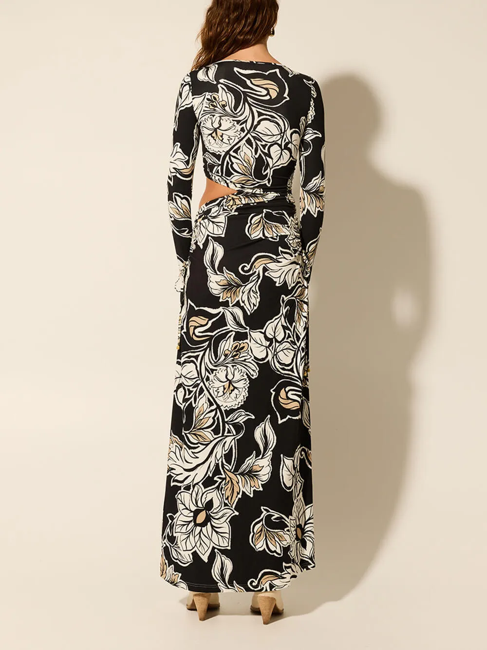 Floral Print Unique Waist Hollow Out Maxi Dress sold by Like My Choice product image thumbnail 4