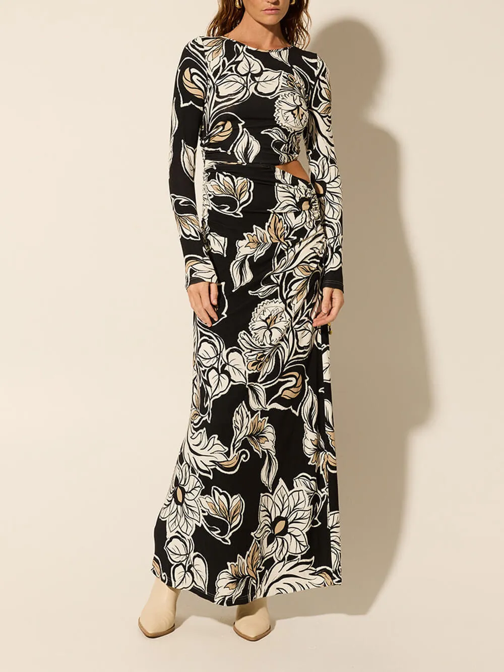 Floral Print Unique Waist Hollow Out Maxi Dress sold by Like My Choice
