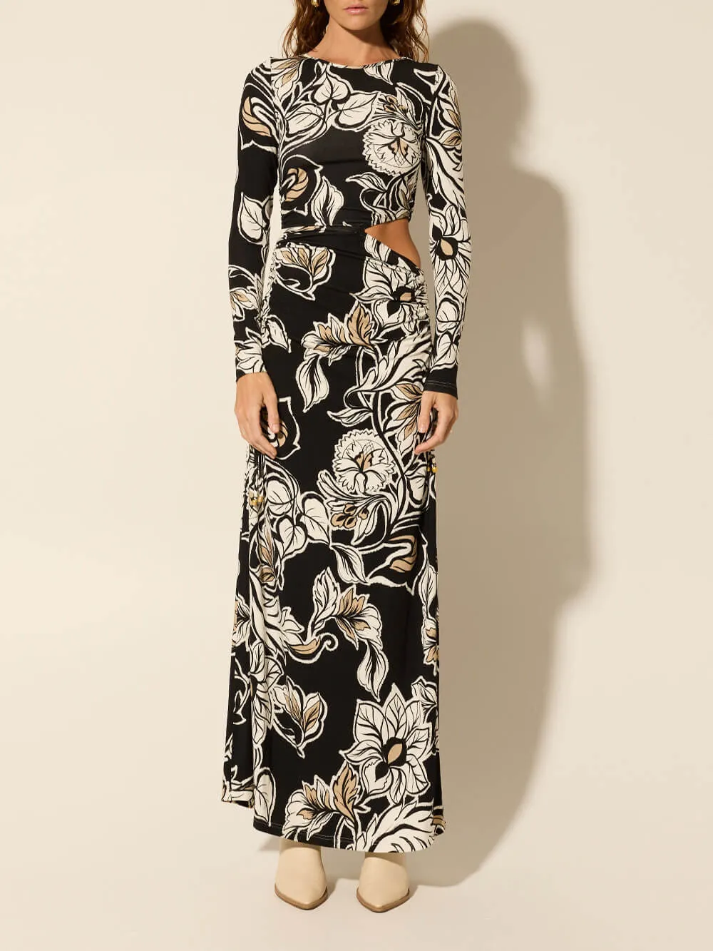 Floral Print Unique Waist Hollow Out Maxi Dress sold by Like My Choice product image thumbnail 5