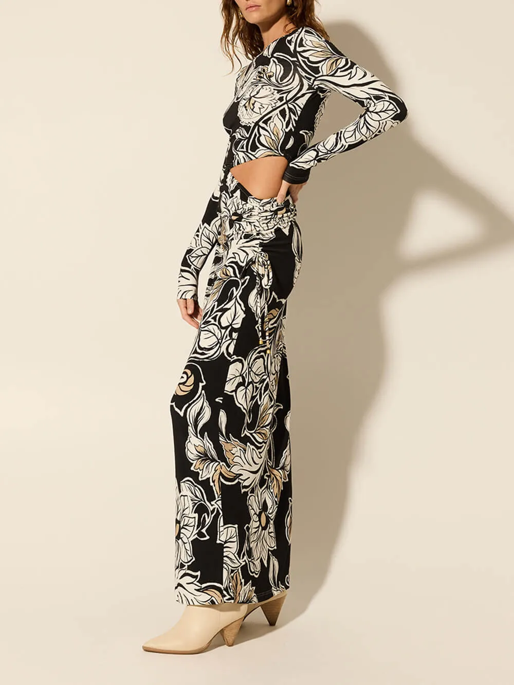 Floral Print Unique Waist Hollow Out Maxi Dress sold by Like My Choice product image thumbnail 2