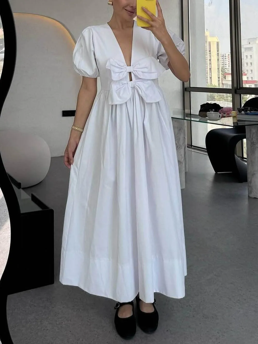 Elegant Bow Lace Hem Dress sold by Like My Choice product image thumbnail 2