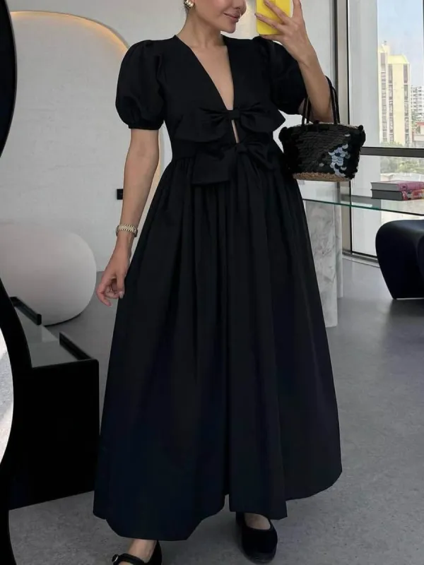 Elegant Bow Lace Hem Dress sold by Like My Choice