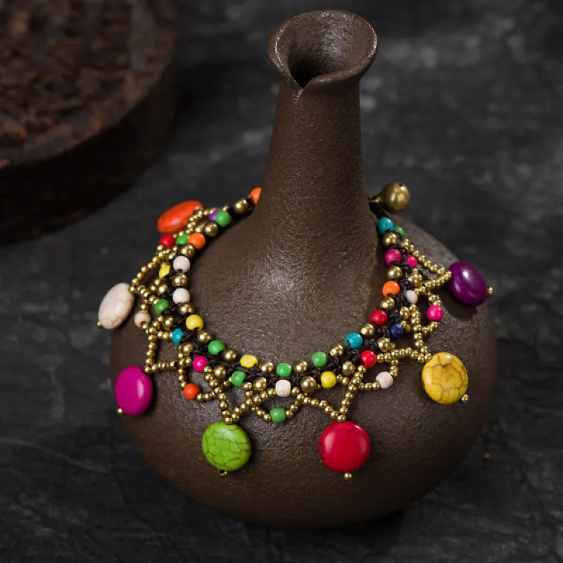 Bohemian Turquoise Disc Anklet Beach and Casual Wear sold by Like My Choice