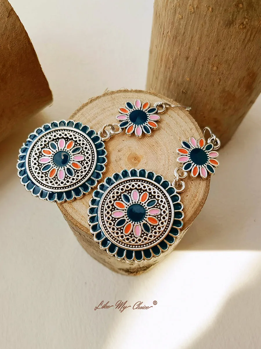 Ethnic Flower Dangle Drop Boho Earrings sold by Like My Choice product image thumbnail 3