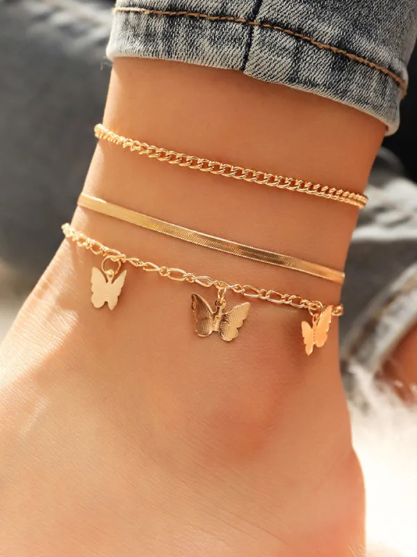 Goldtone Butterfly Station Anklet Set sold by Like My Choice