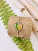 Yellow Queen Anne Lace Handmade Pressed Flower Forest Fern Resin Leaf Round Bracelet sold by Like My Choice