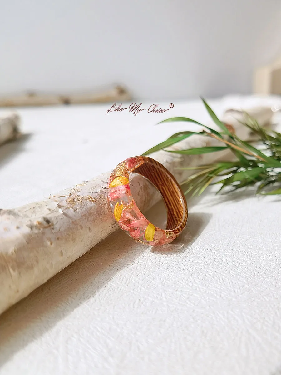 Handmade Dried Flower Inlaid Resin Ring-Gold foil red sold by Like My Choice product image thumbnail 3