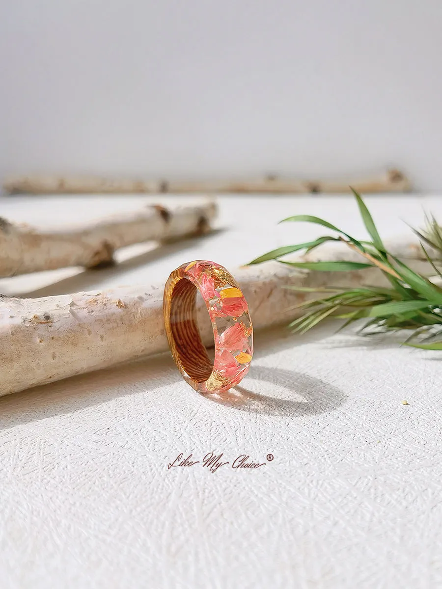 Handmade Dried Flower Inlaid Resin Ring-Gold foil red sold by Like My Choice product image thumbnail 2
