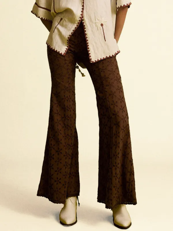 Unique Hollow Embroidered Casual Flared Trousers sold by Like My Choice