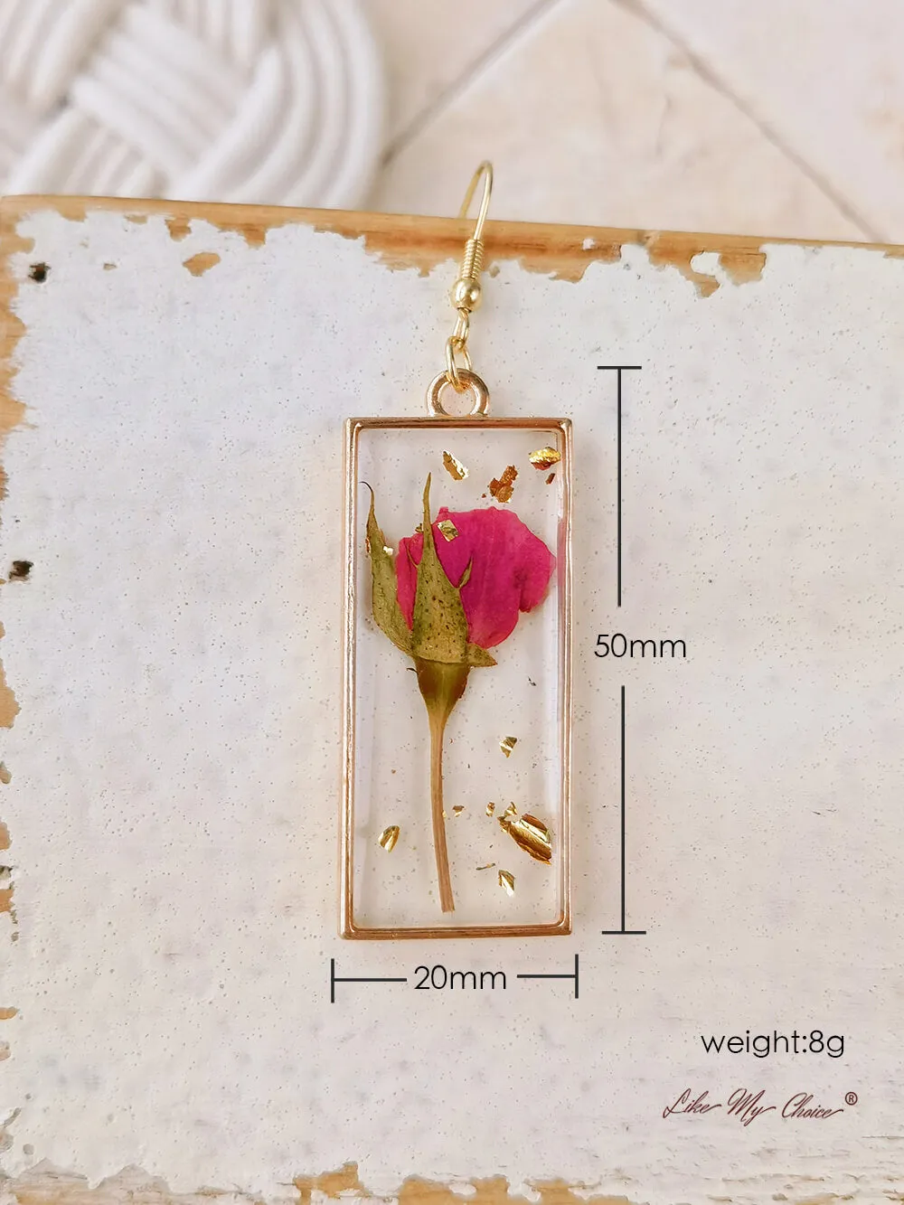 Boucles d'oreilles bouton de rose et paillettes sold by Like My Choice product image thumbnail 4