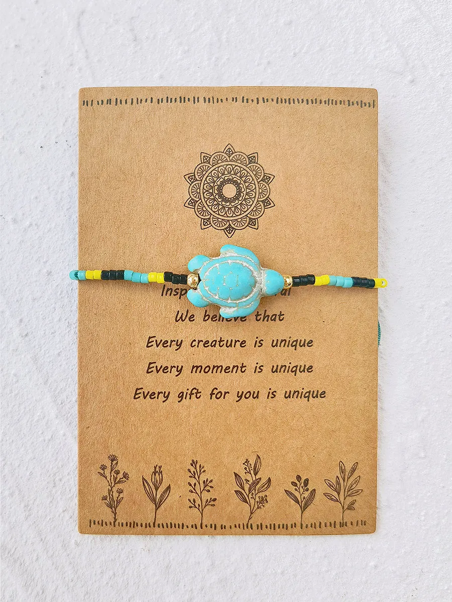 Adjustable Drawstring Beaded Bracelet Turquoise Green Blue Turtle sold by Like My Choice product image thumbnail 3