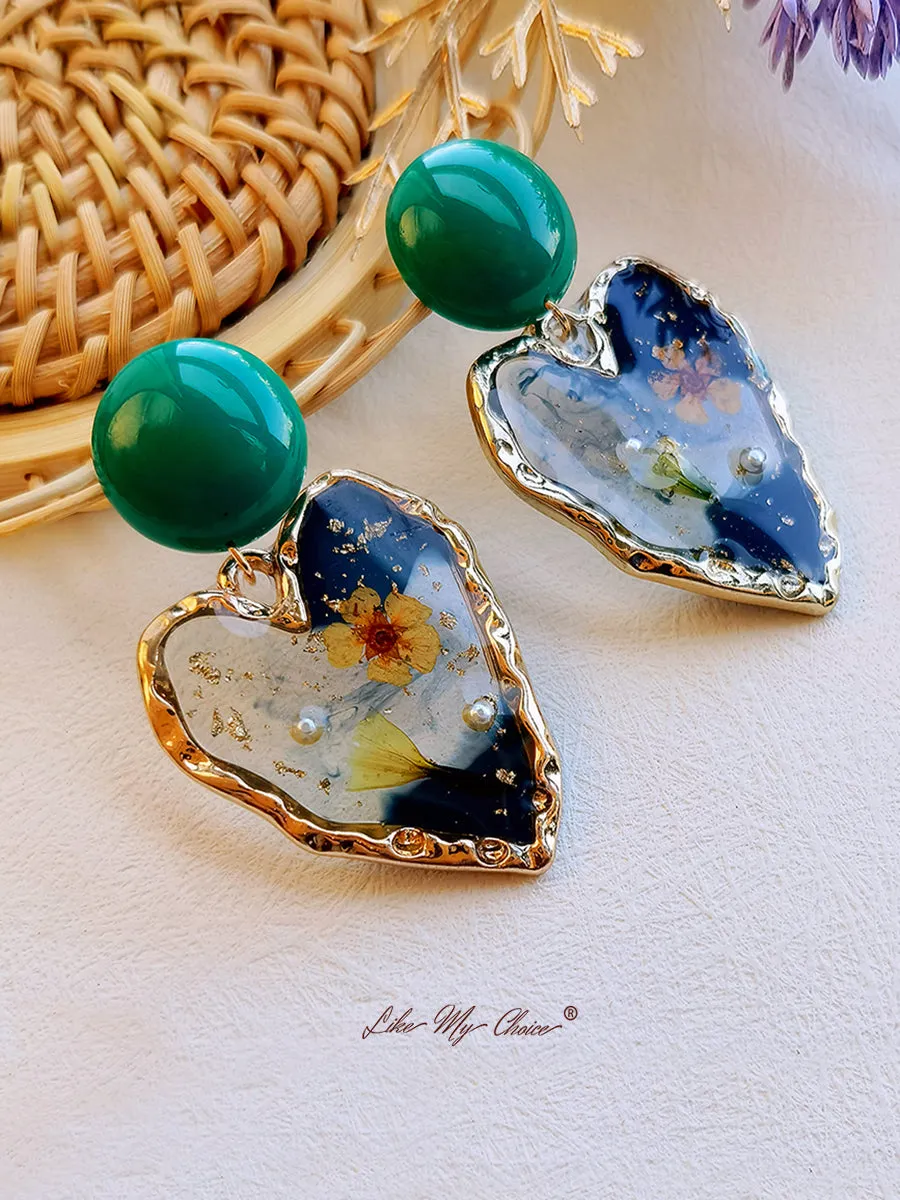 Pressed Flower Earrings - Vintage Heart sold by Like My Choice product image thumbnail 3