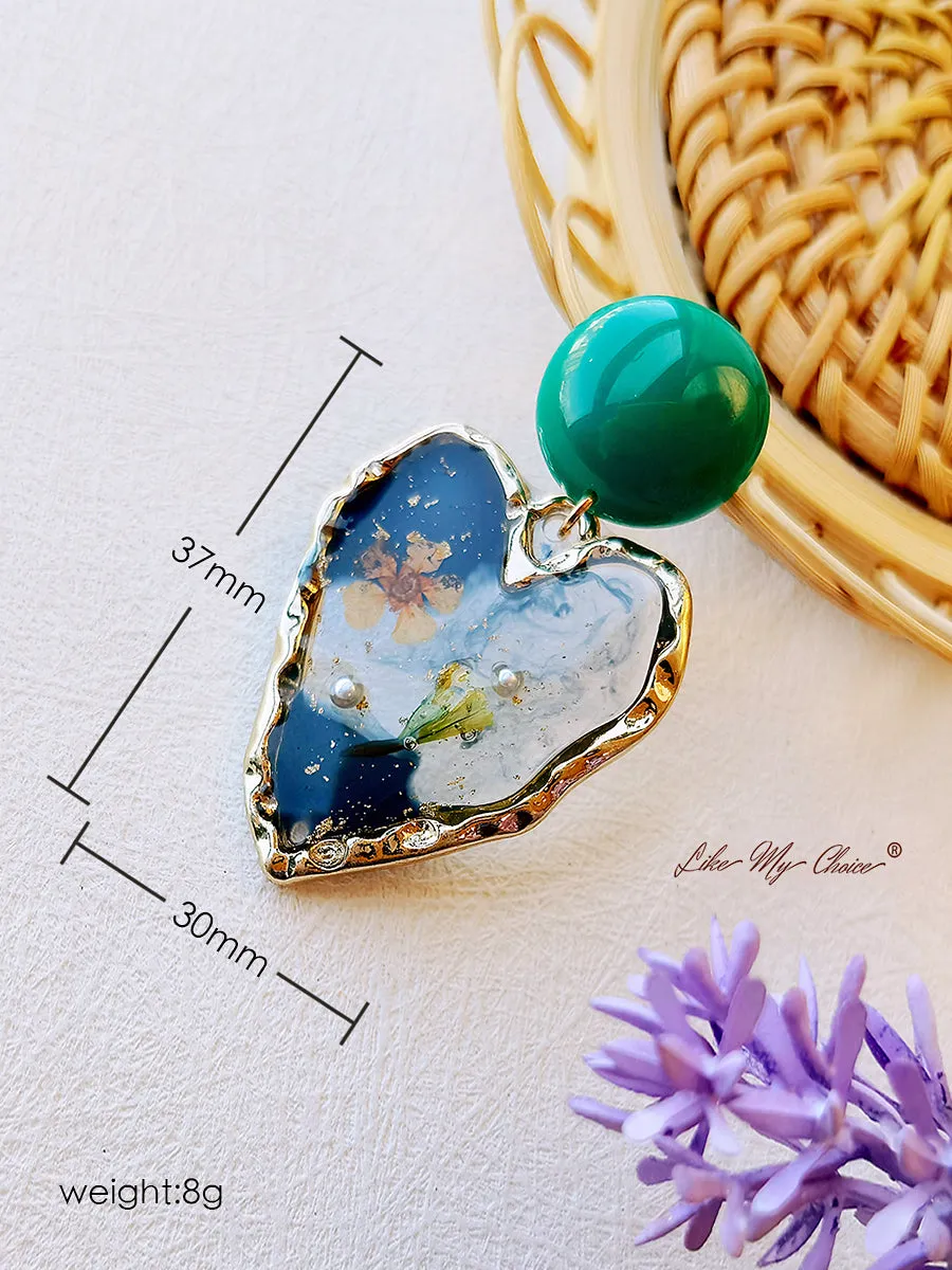 Pressed Flower Earrings - Vintage Heart sold by Like My Choice product image thumbnail 4