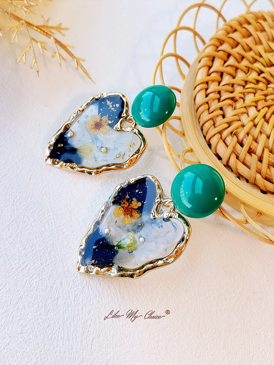 Pressed Flower Earrings - Vintage Heart sold by Like My Choice product image thumbnail 2