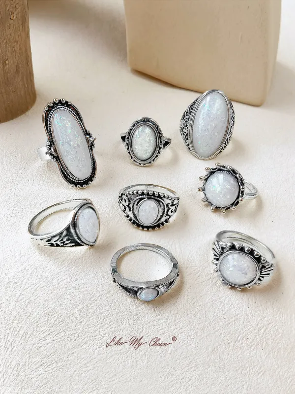 Bohemian Opal Stone Boho Ring Set 8pcs sold by Like My Choice