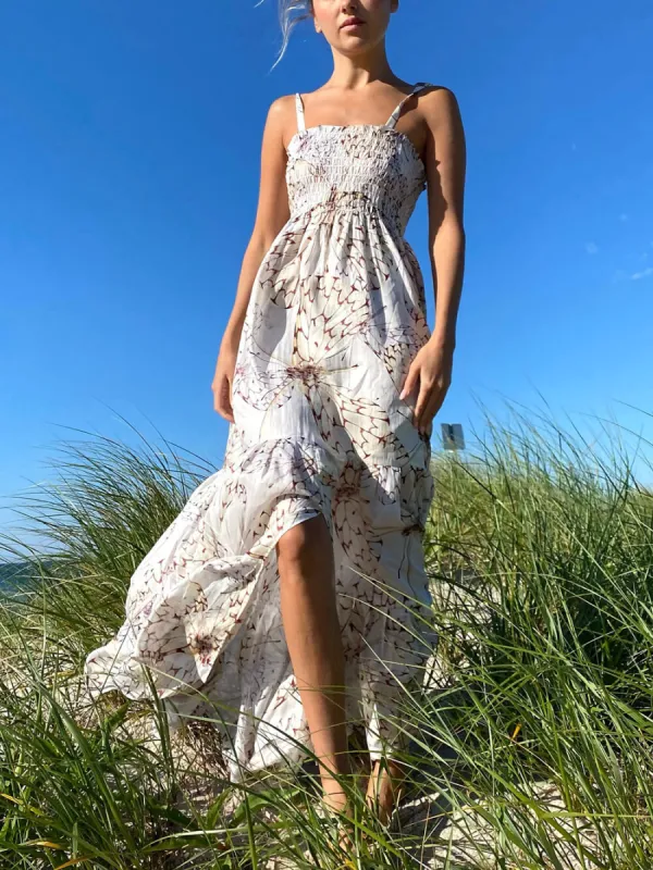 Elegant Vacation Print Pleated Tiered Dress sold by Like My Choice