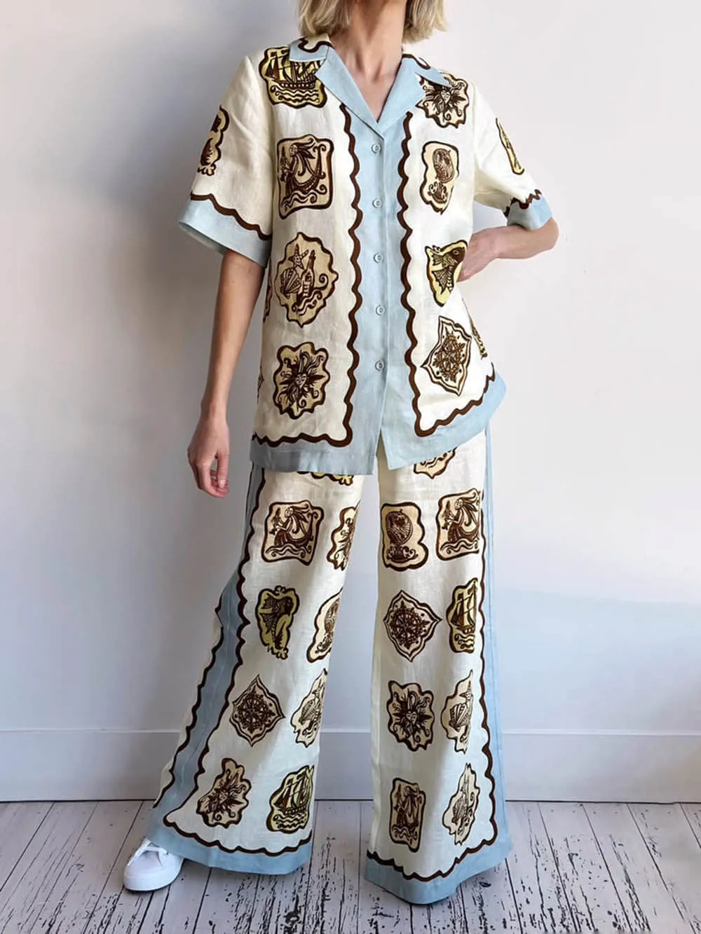 Unique Print Elastic Waist Pocket Wide Leg Pants sold by Like My Choice product image thumbnail 4