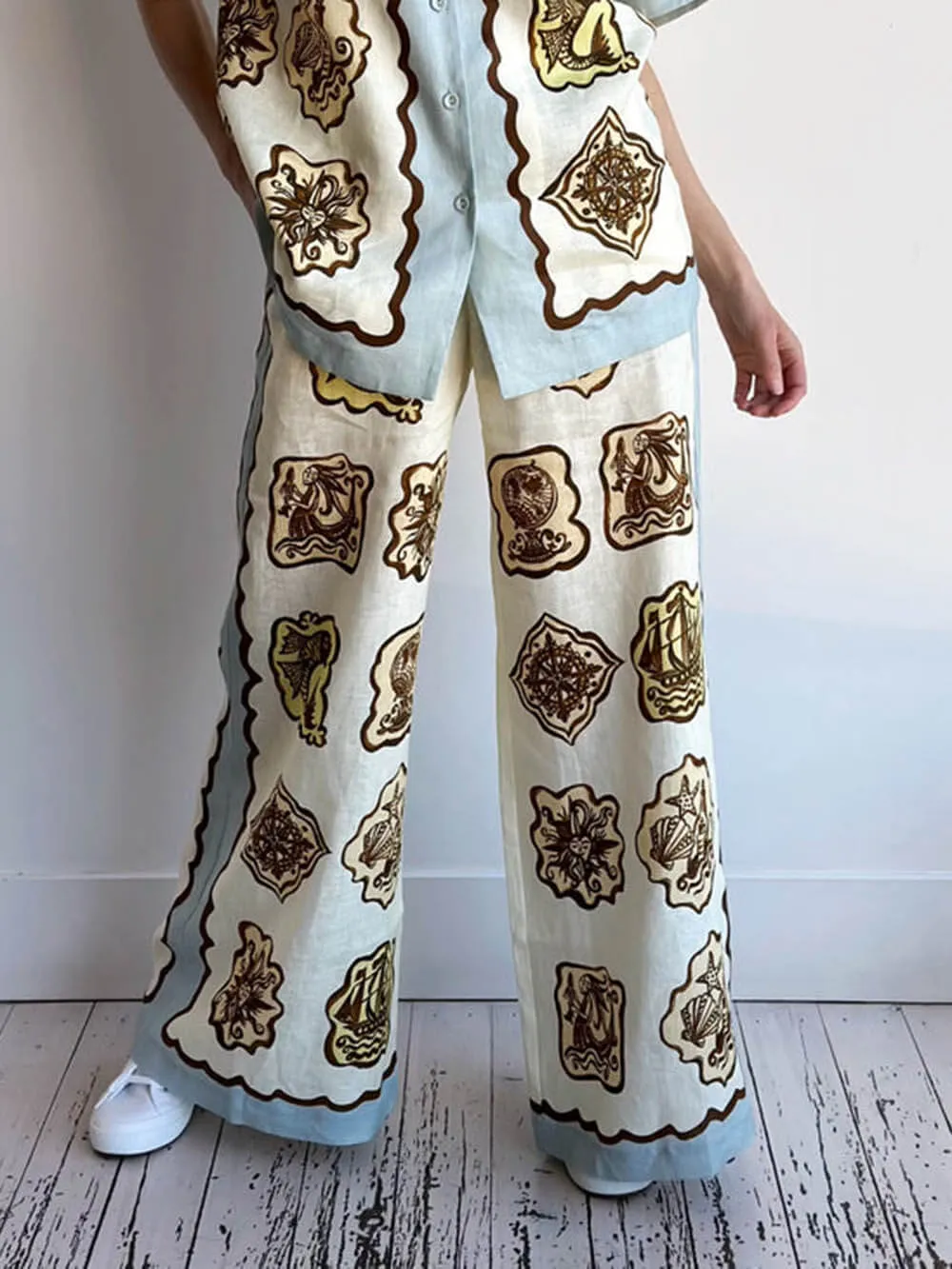 Unique Print Elastic Waist Pocket Wide Leg Pants sold by Like My Choice