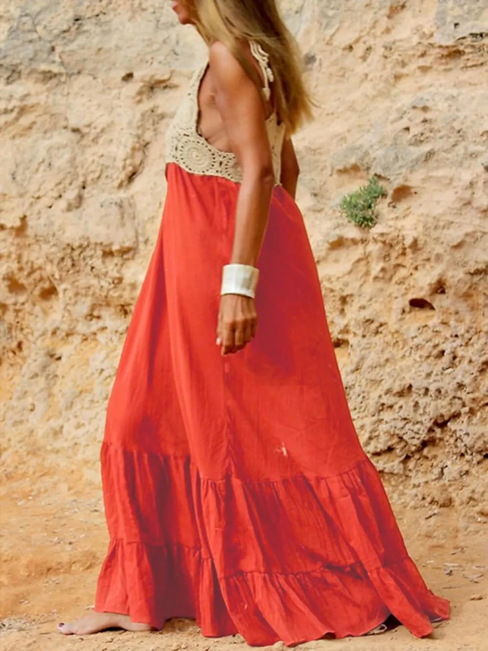 Seaside Vacation V-Neck Halterneck Maxi Dress sold by Like My Choice product image thumbnail 2