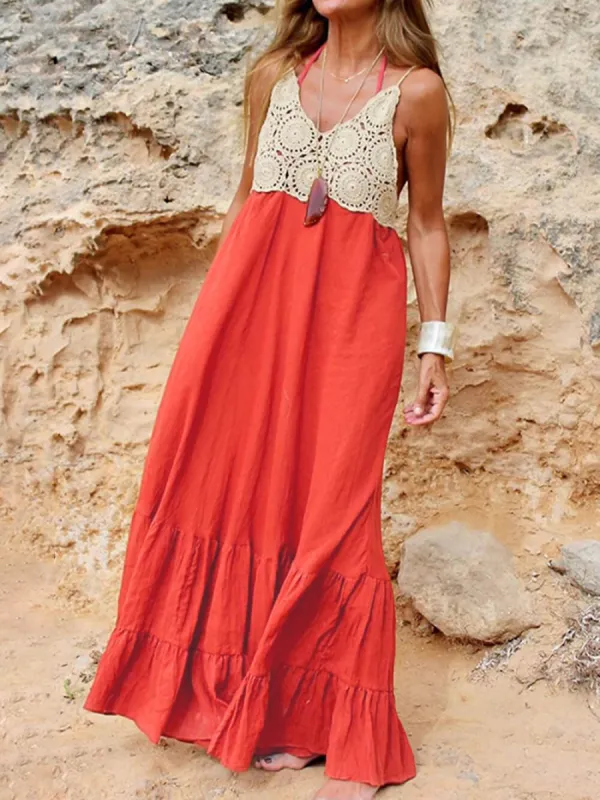 Seaside Vacation V-Neck Halterneck Maxi Dress sold by Like My Choice