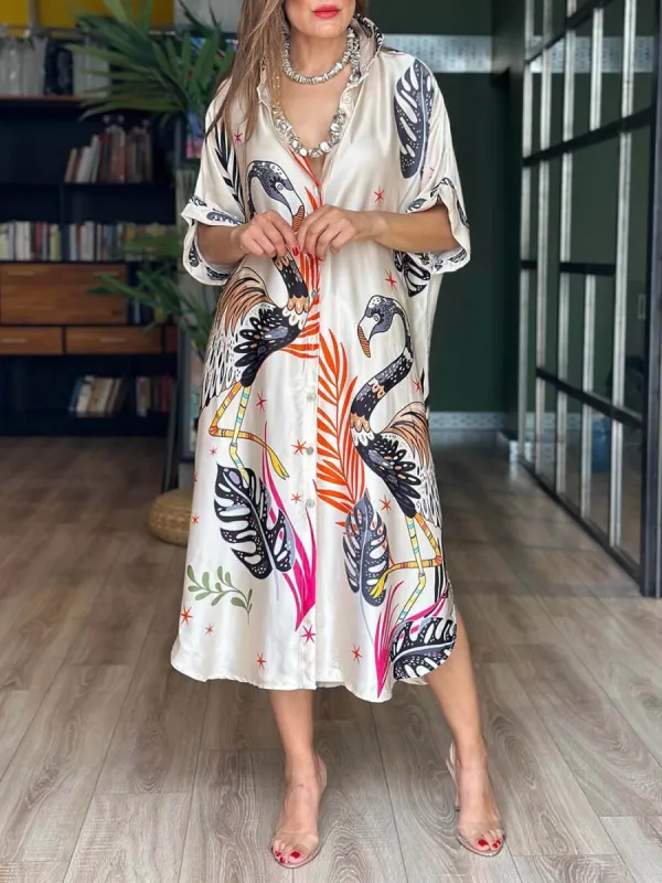 Classic Oversized Loose Printed Shirt Dress sold by Like My Choice