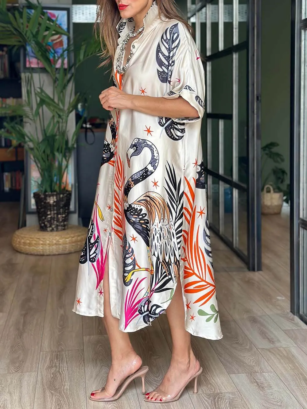 Classic Oversized Loose Printed Shirt Dress sold by Like My Choice product image thumbnail 2