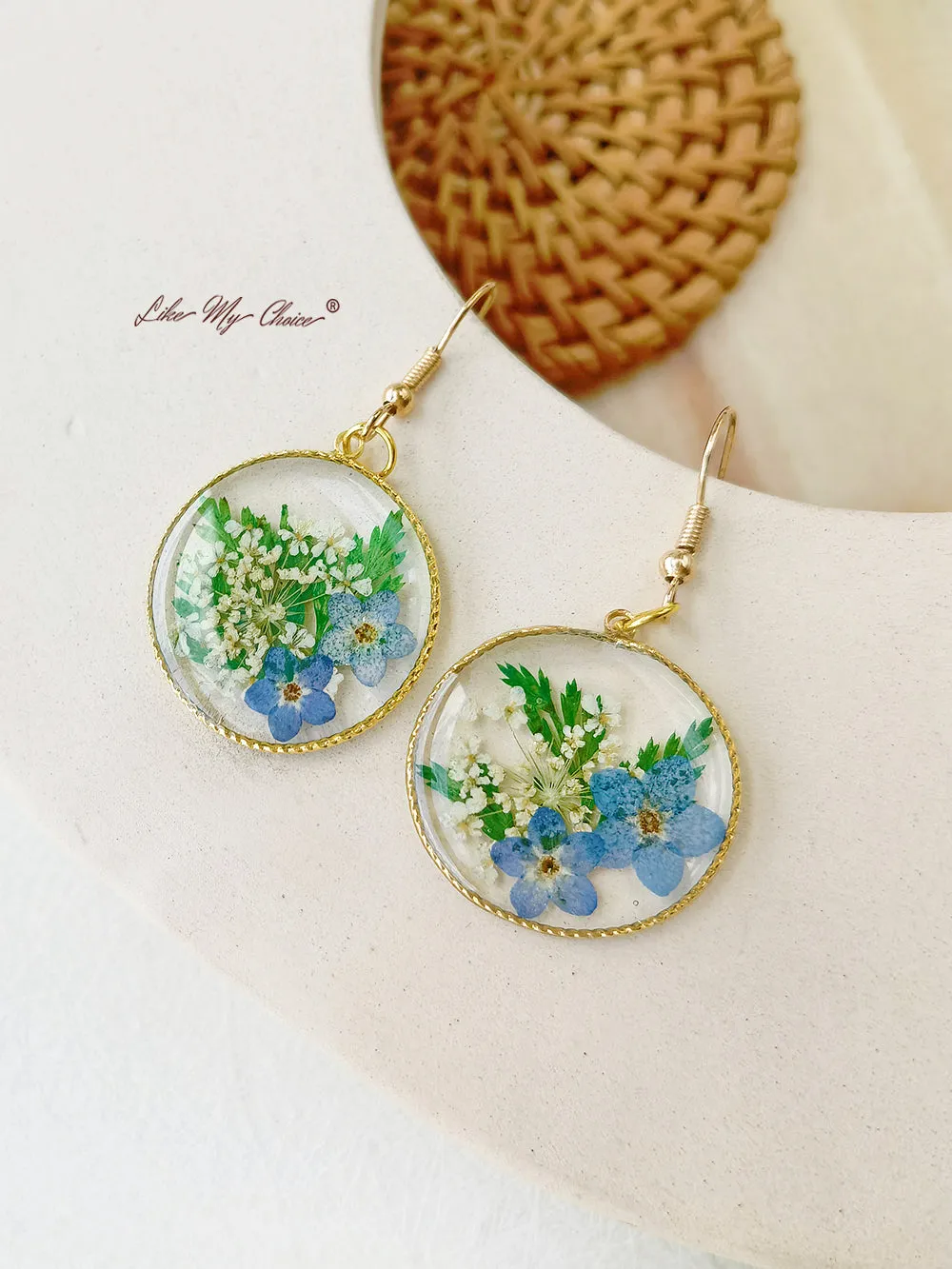 Forget Me Not Earrings Natural Jewelry Dried Flower sold by Like My Choice product image thumbnail 3