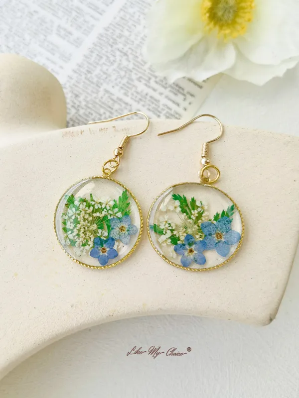 Forget Me Not Earrings Natural Jewelry Dried Flower sold by Like My Choice