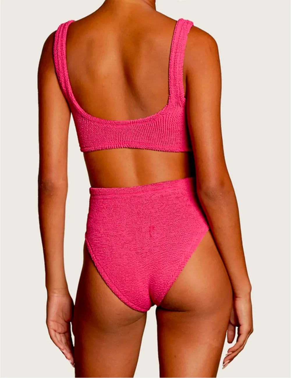 Crinkle Twist-Front Cropped High Leg Bikini Set sold by Like My Choice product image thumbnail 2