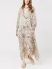Delicate Floral Print Long-Sleeved Midi Dress sold by Like My Choice