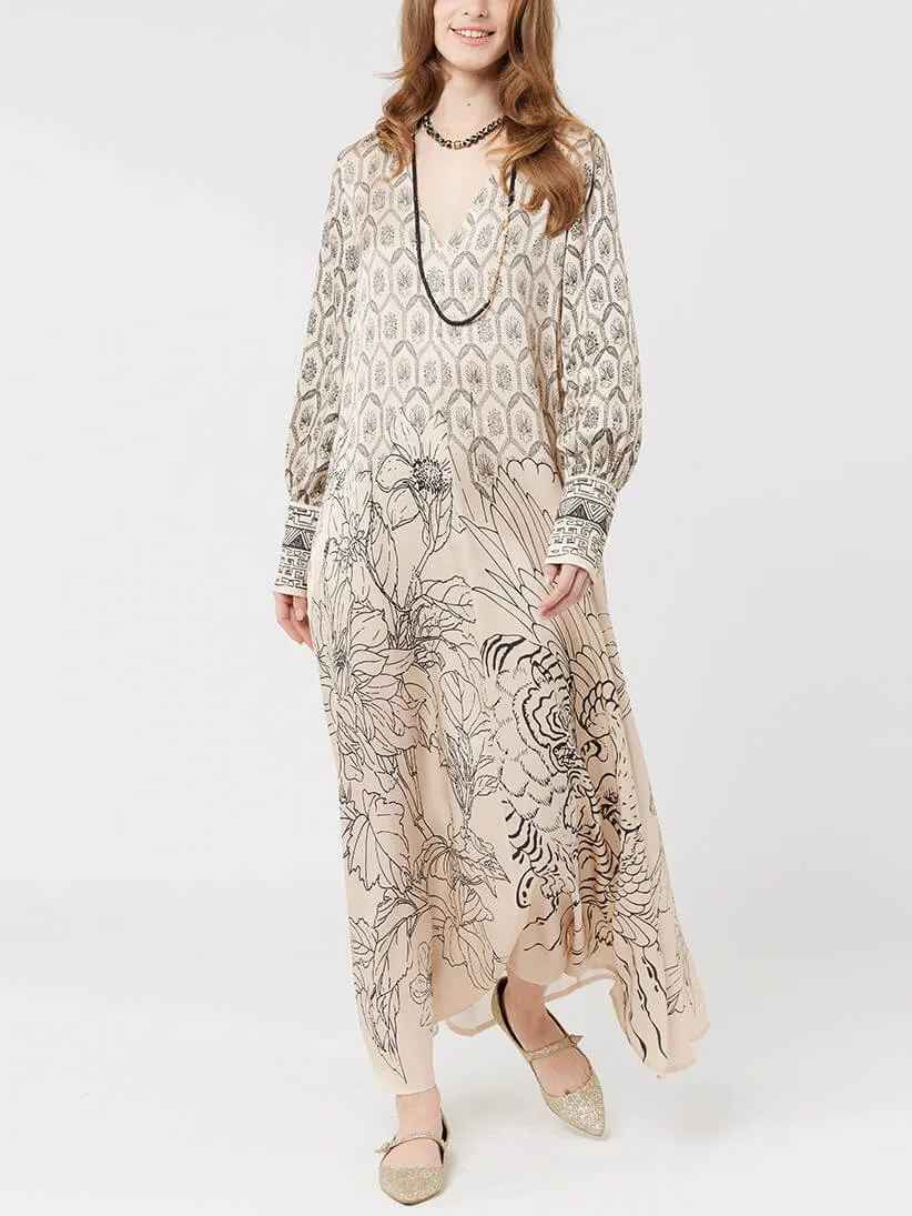 Delicate Floral Print Long-Sleeved Midi Dress sold by Like My Choice product image thumbnail 2