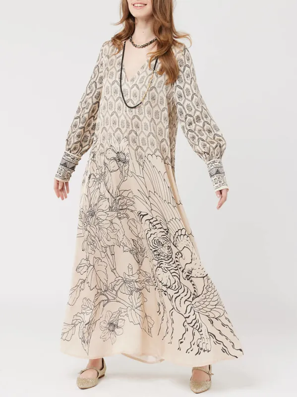 Delicate Floral Print Long-Sleeved Midi Dress sold by Like My Choice