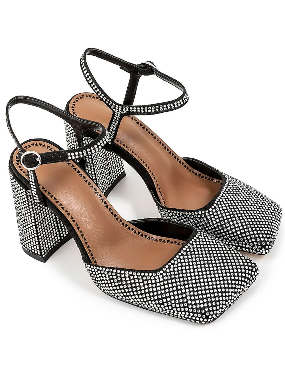 Diamond Square Toe Chunky Heel Sandals sold by Like My Choice product image thumbnail 3