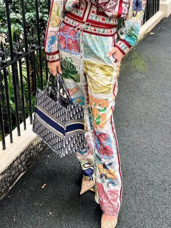 Unique Print Elastic Waist Pocketed Wide Leg Pants sold by Like My Choice
