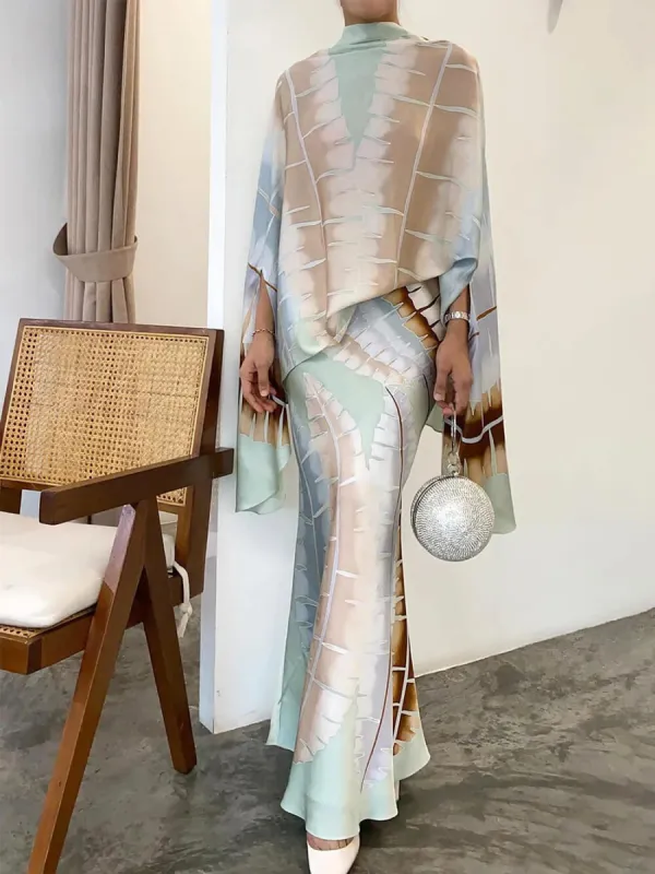 Elegant botanical print turtleneck suit sold by Like My Choice