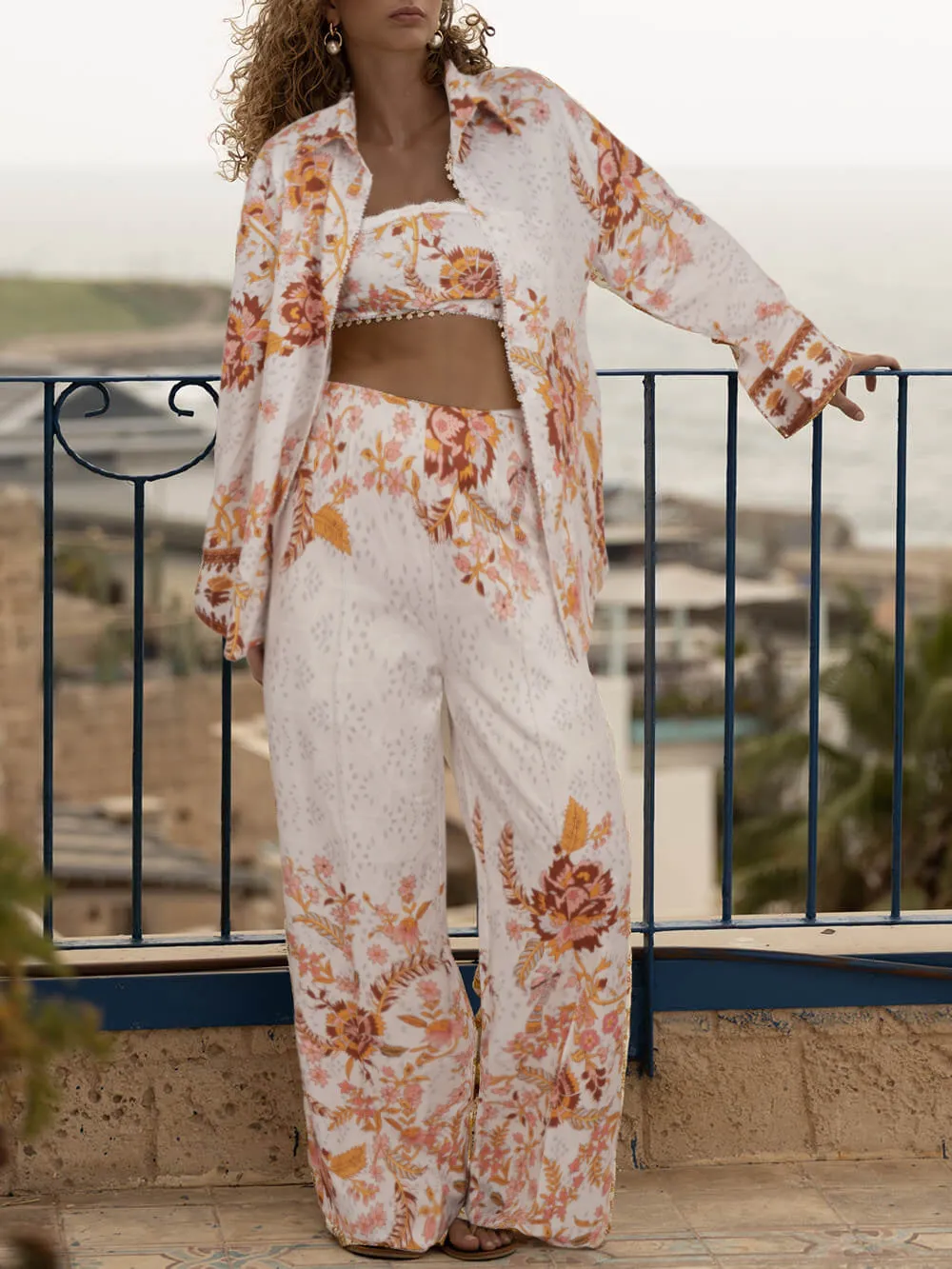 Exquisite Resort Style Unique Printed Elastic Waist Pocket Wide Leg Pants sold by Like My Choice product image thumbnail 2