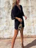 Features Gold-Trimmed V-Neck Bat-Sleeve Mini Dress sold by Like My Choice