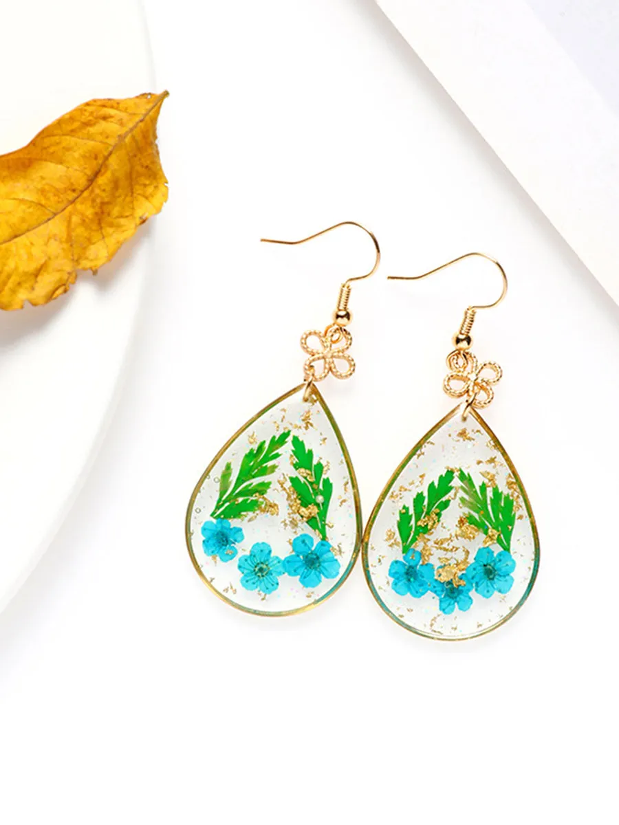 Forget-me-not Resin Gold Foil Earrings sold by Like My Choice