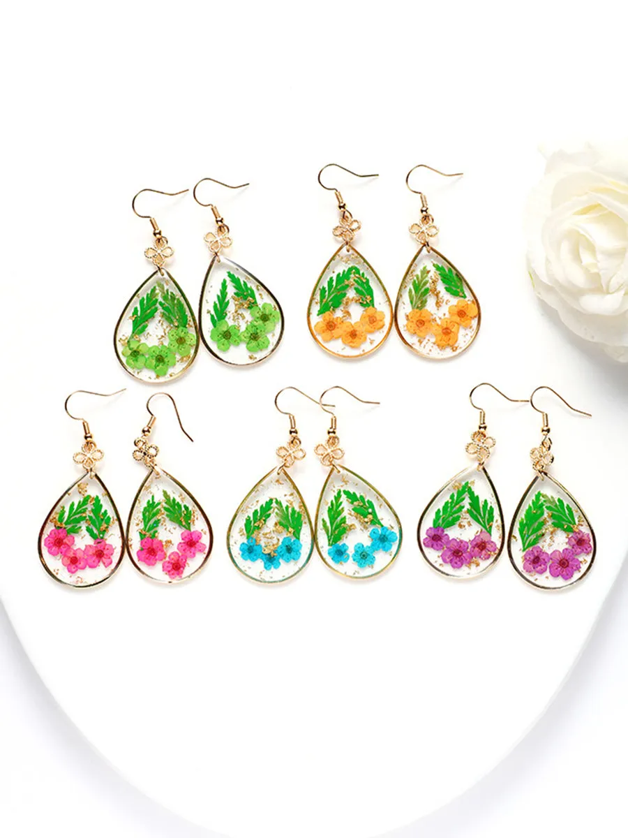 Forget-me-not Resin Gold Foil Earrings sold by Like My Choice product image thumbnail 2