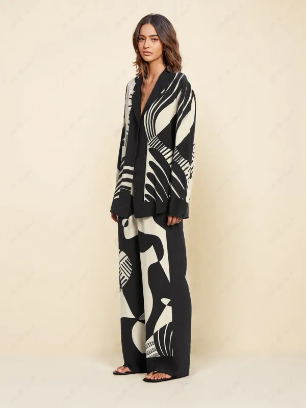 Graffiti Print Trendy Loose Wide Leg Pants Set sold by Like My Choice