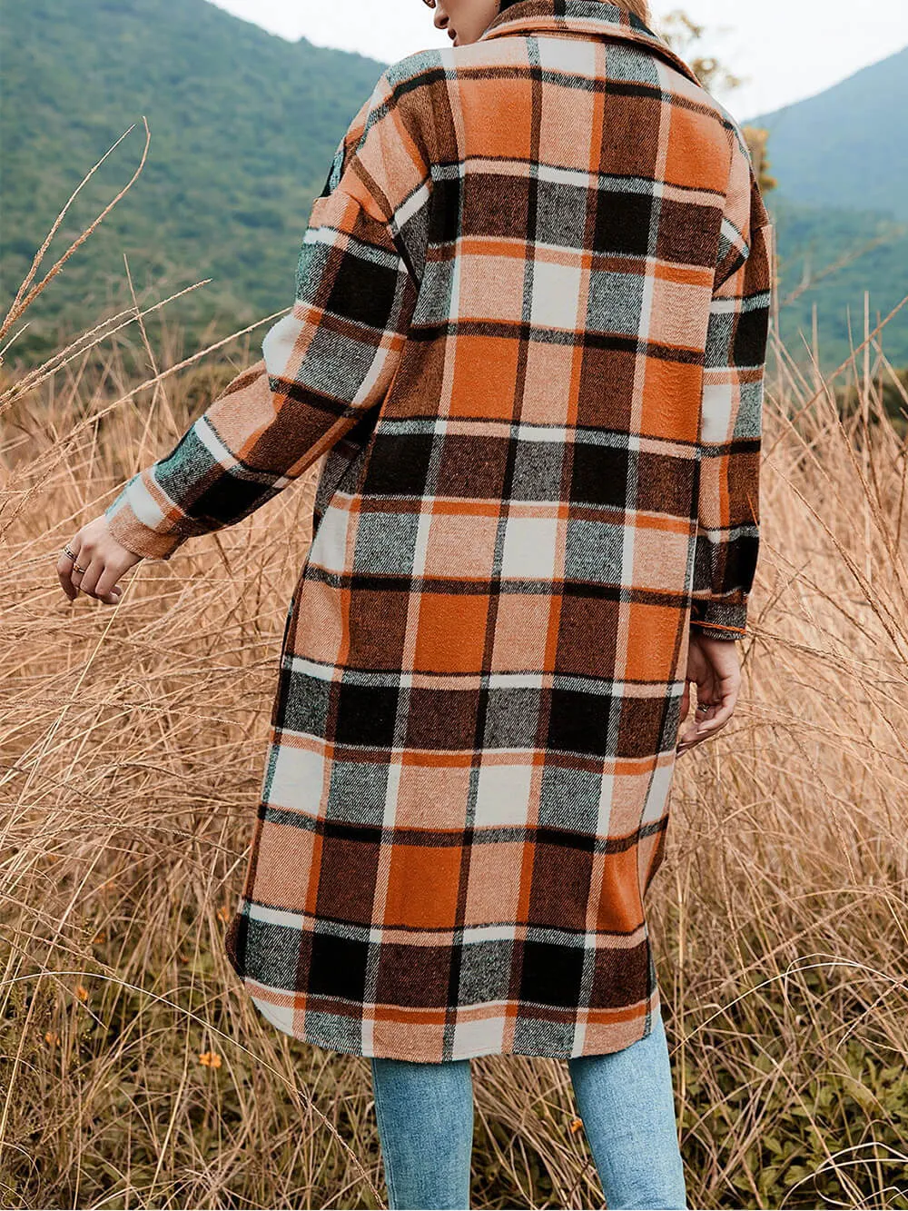 Lapel Collar Loose Woolen Plaid Coat sold by Like My Choice product image thumbnail 2