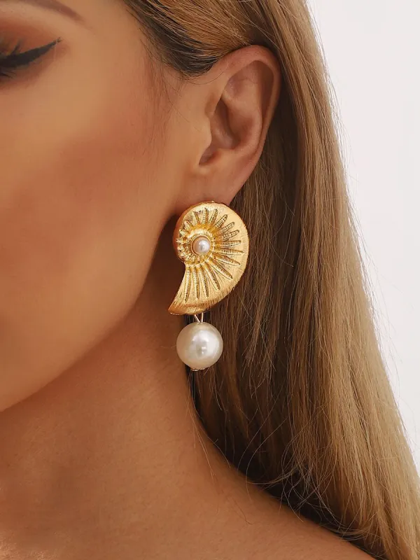 Fashionable Personality Beach Style Conch Starfish Earrings sold by Like My Choice