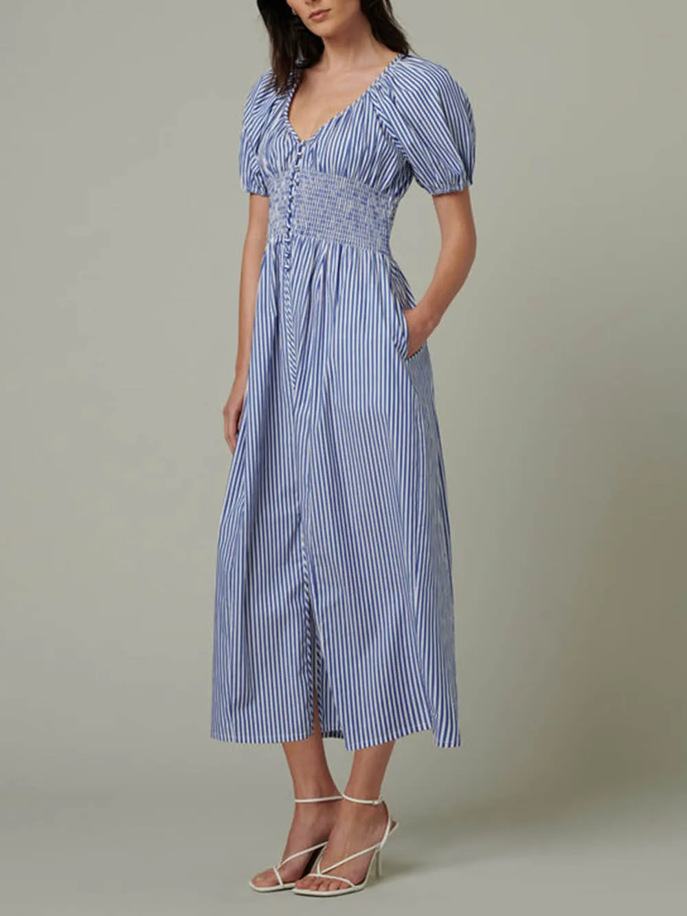 Classic Stripe Print Shirred Waist Dress sold by Like My Choice product image thumbnail 2