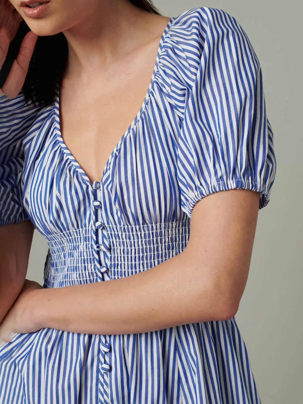 Classic Stripe Print Shirred Waist Dress sold by Like My Choice product image thumbnail 3